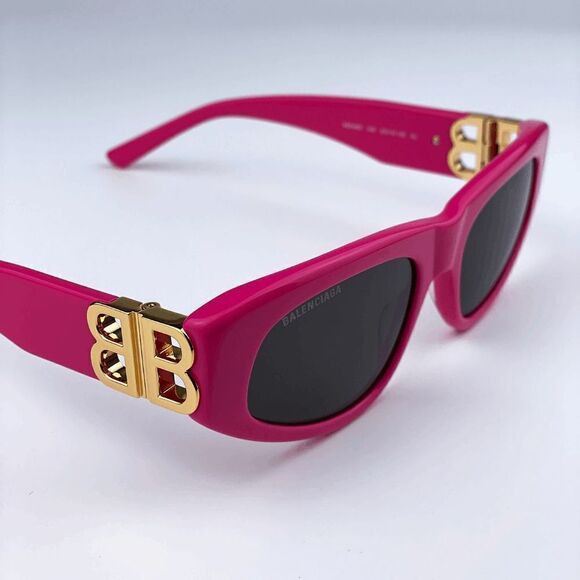SALE! NEW Balenciaga BB0095S 006 Pink Gold Logo Grey Cat Eye Women Sunglasses main image 14